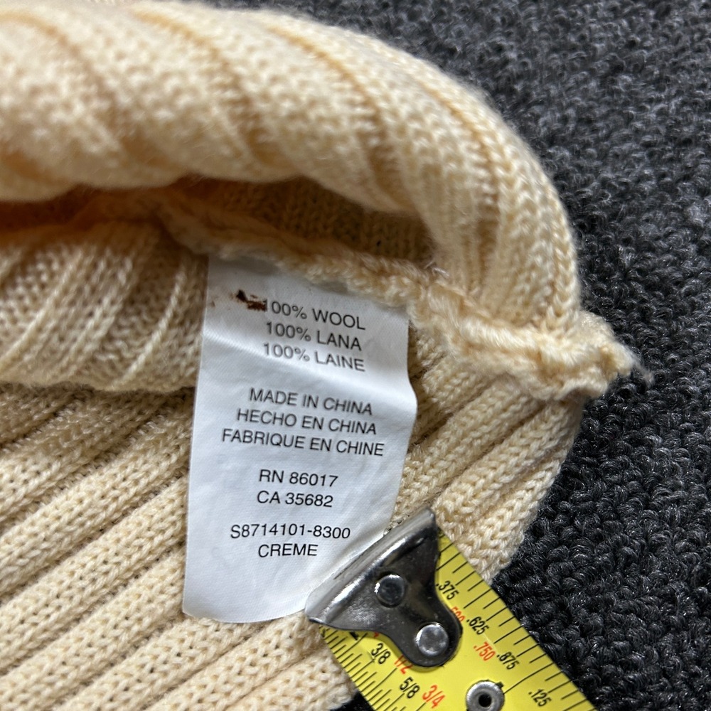 Bebe Sweater Dress Womens Large Creme Excellent 100% Wool Cowl Neck Long Sleeve - Picture 5 of 6
